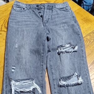BDG Jeans Womens 27 FADED Slim Straight BLACK BUTTON FLY DISTRESSED Preowned